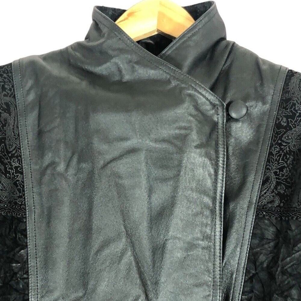 Wilsons Leather Black Mixed Media Long Coat Vinta… - image 4